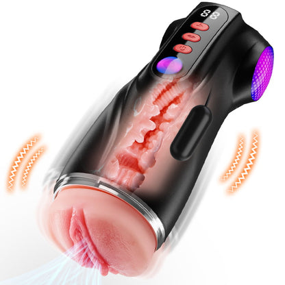 【Vendita flash: 30% SCONTO】Daphne - Pompa per Penis con 3 Maniche Intercambiabili, Pocket Pussy, 9 Modalità di Aspirazione & 9 Vibrazioni, Masturbatore Maschile