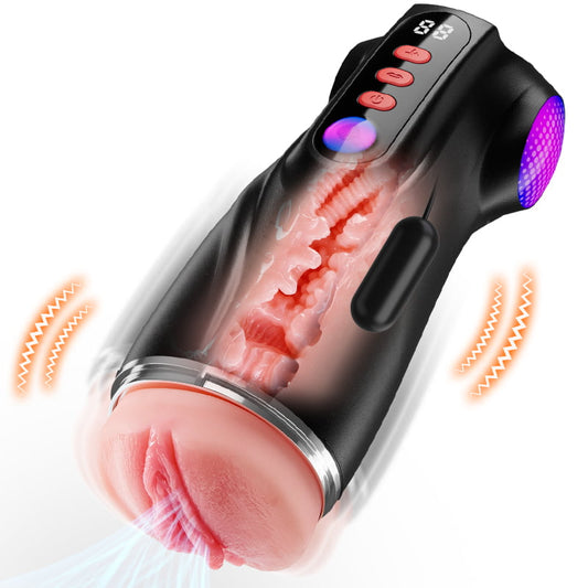 【Vendita flash: 30% SCONTO】Daphne - Pompa per Penis con 3 Maniche Intercambiabili, Pocket Pussy, 9 Modalità di Aspirazione & 9 Vibrazioni, Masturbatore Maschile