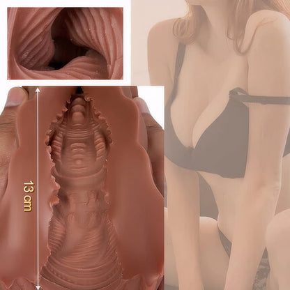 Realistica tascabile vagina morbida e durevole materiale realistico texture vagina e stretto ano 2 in 1 fori