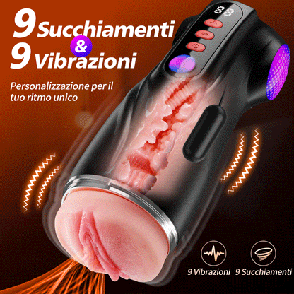【Vendita flash: 30% SCONTO】Daphne - Pompa per Penis con 3 Maniche Intercambiabili, Pocket Pussy, 9 Modalità di Aspirazione & 9 Vibrazioni, Masturbatore Maschile