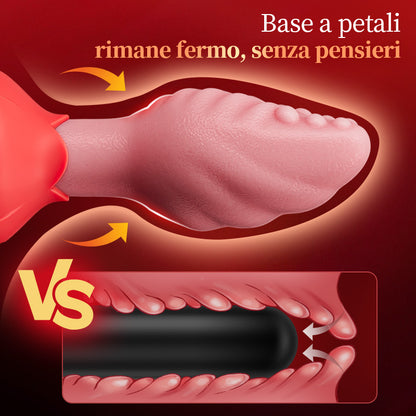 Sera - Plug anale rotante a 360° a forma di lingua con base a rosa per donne e uomini