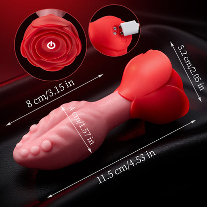 Sera - Plug anale rotante a 360° a forma di lingua con base a rosa per donne e uomini