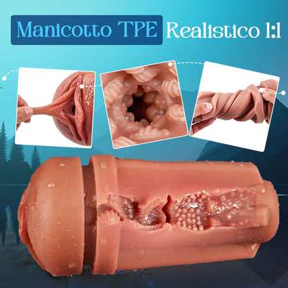 Challenger - Masturbatore maschile con 5 livelli di aspirazione e 10 modalità di vibrazione, velocità regolabile, manicotto realistico in TPE, impermeabile IPX7