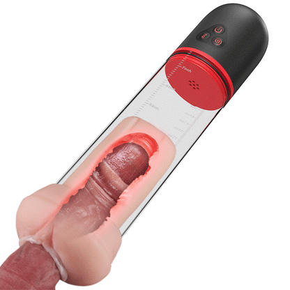 Acmejoy S-HANDE - Guaina a forma di vagina con 3 ventose e 9 pompe vibranti per l'ingrandimento del pene