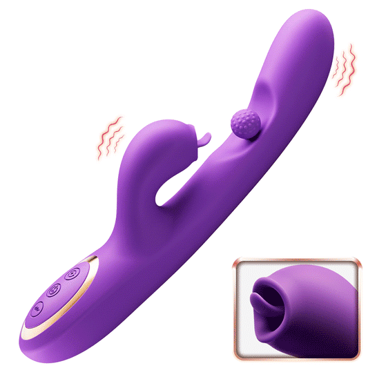 Vibratore stimolatore del clitoride con lingua leccata, punto G, rotazione a 360° e sfera sfregante