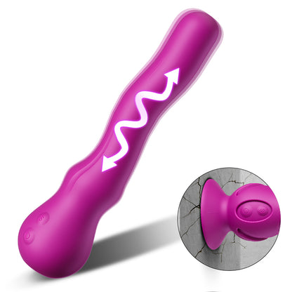 Nuova tecnologia Wriggling Vibratore Punto G per Clitoride & Anale con base a ventosa rimovibile