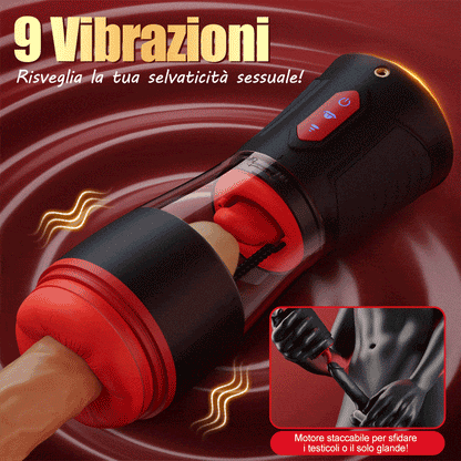 Kiss Mark-Masturbatore maschile con cuffie, 9 vibrazioni, 9 suzioni, 9 rotazioni