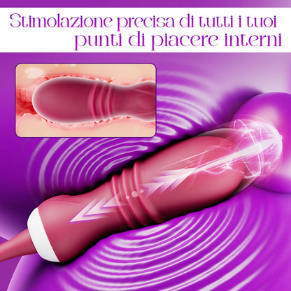 Elowen - Grande bocca con leccate della lingua per la stimolazione del clitoride e dei capezzoli, vibratore a spinta per il punto G.