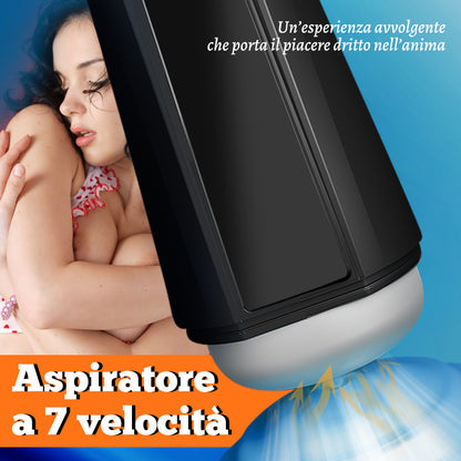 Tazza per masturbazione elettrica vibrante succhiante 2 in 1 con 7 frequenze