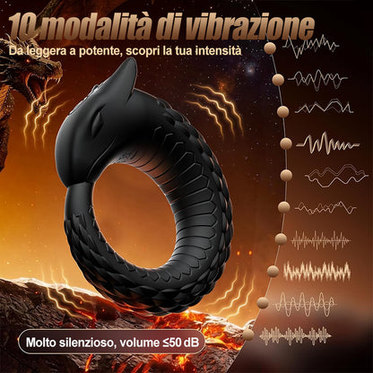 Dragon Thunder – Anello penieno a 10 vibrazioni, giocattolo in silicone a lunga durata