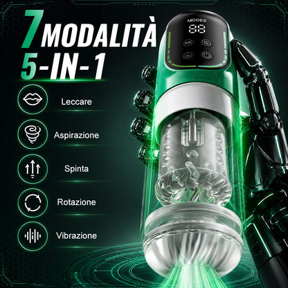 Heaven - Masturbatore Automatico 5 in 1 Rotante a Spinta Aspirazione Vibrazione Licking Stroker
