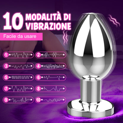 Vibratore anale con custodia in metallo e 10 modalità di vibrazione per uomini e donne