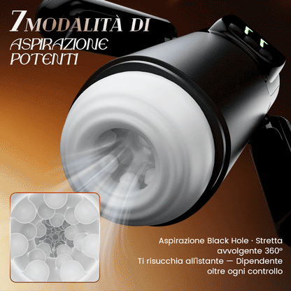 Phantom - 7 Aspirazioni 7 Vibrazioni Manici Doppi Texture di Canale a Grandi Granuli Masturbatore Maschile