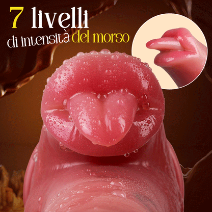 LickMax - Dildo realistico con vibrazione, riscaldamento, leccatura, spinta e dondolo più lungo da 26,5 cm