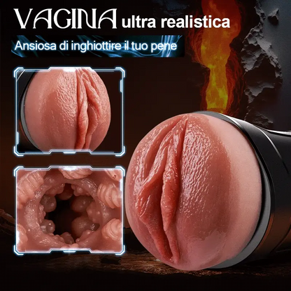 Challenger - 10 Vibrazioni, 5 Aspirazioni, Vagina Ultra-Realistica, Masturbatore Simulato