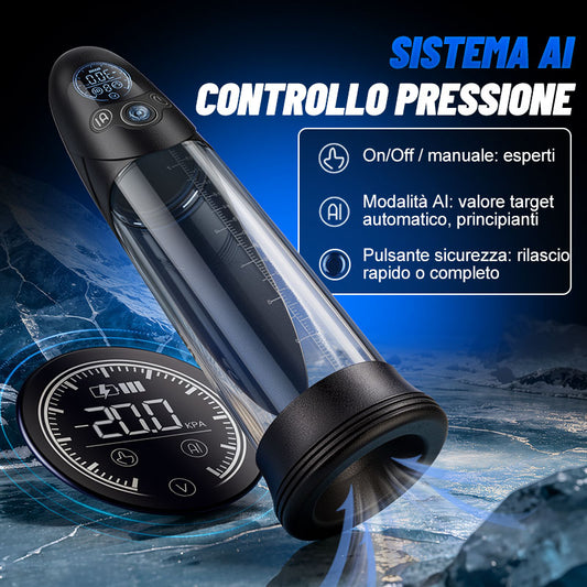BathFun Pro - Pompa per allenamento sottovuoto a 9 livelli con controllo della pressione tramite IA, display LCD con pressione in tempo reale, 58 dB