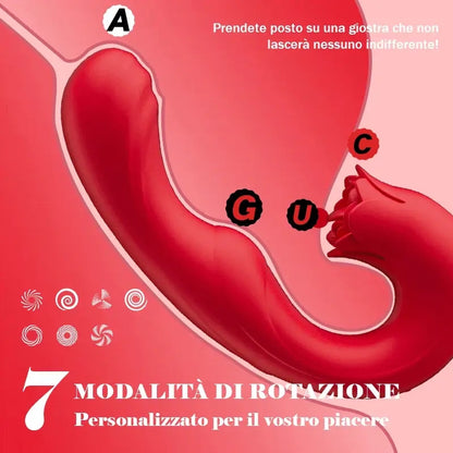 Tina - Vibratore Femminile con 7 Frequenze di Vibrazione, Oscillazione e Leccata di Lingua
