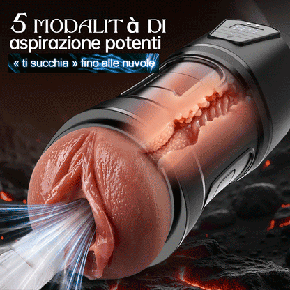 Challenger - 10 Vibrazioni, 5 Aspirazioni, Vagina Ultra-Realistica, Masturbatore Simulato