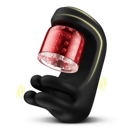 Finger 2.0-9 vibrazioni 9 dita che pizzicano 9 rotazioni Masturbatore potenziato per l'allenamento del glande