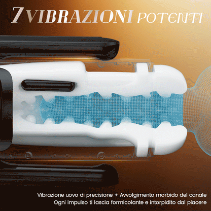Phantom - 7 Aspirazioni 7 Vibrazioni Manici Doppi Texture di Canale a Grandi Granuli Masturbatore Maschile