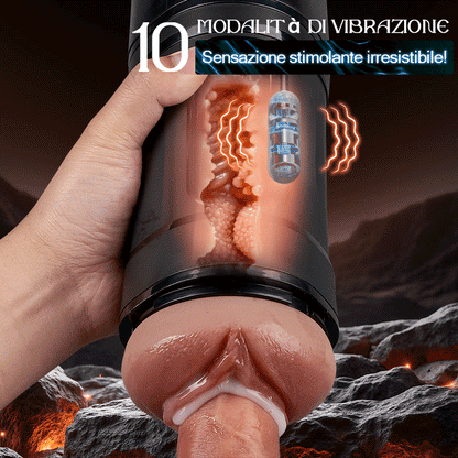 Challenger - 10 Vibrazioni, 5 Aspirazioni, Vagina Ultra-Realistica, Masturbatore Simulato