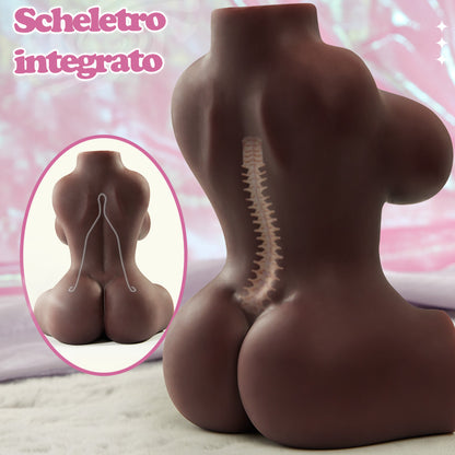 Leni - Torso sensuale a doppio canale con corpo in TPE morbido e struttura interna intensa