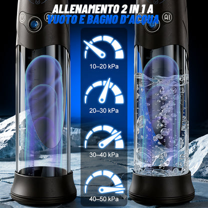 BathFun Pro - Pompa per allenamento sottovuoto a 9 livelli con controllo della pressione tramite IA, display LCD con pressione in tempo reale, 58 dB