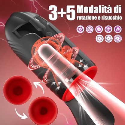 Cavallerista-10 Vibrazione 5 Succhiamento orale 3 Torsione rotazione del glande Allenamento + Masturbazione
