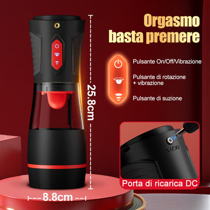 Kiss Mark-Masturbatore maschile con cuffie, 9 vibrazioni, 9 suzioni, 9 rotazioni