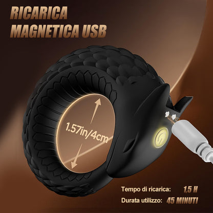 Dragon Thunder – Anello penieno a 10 vibrazioni, giocattolo in silicone a lunga durata