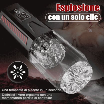 Mars - Dominatore orale 7 vibranti 7 allunganti 7 girevoli Masturbatore a doppio motore 4 in 1