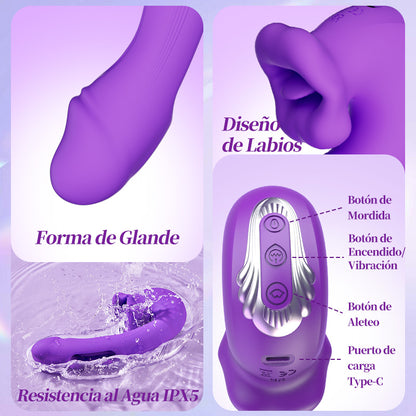 Isolde - Vibratore G-Spot Aggiornato a Forma di Bocca con Lingua Stimolante per Clitoride e Movimento Fluttuante
