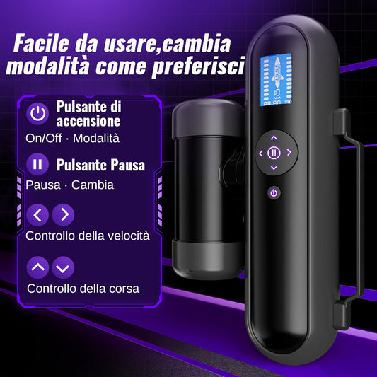 Nex - Masturbatore interattivo controllato tramite App, 10 modalità di vibrazione e 10 modalità di movimento, avvolgimento stretto a 360°