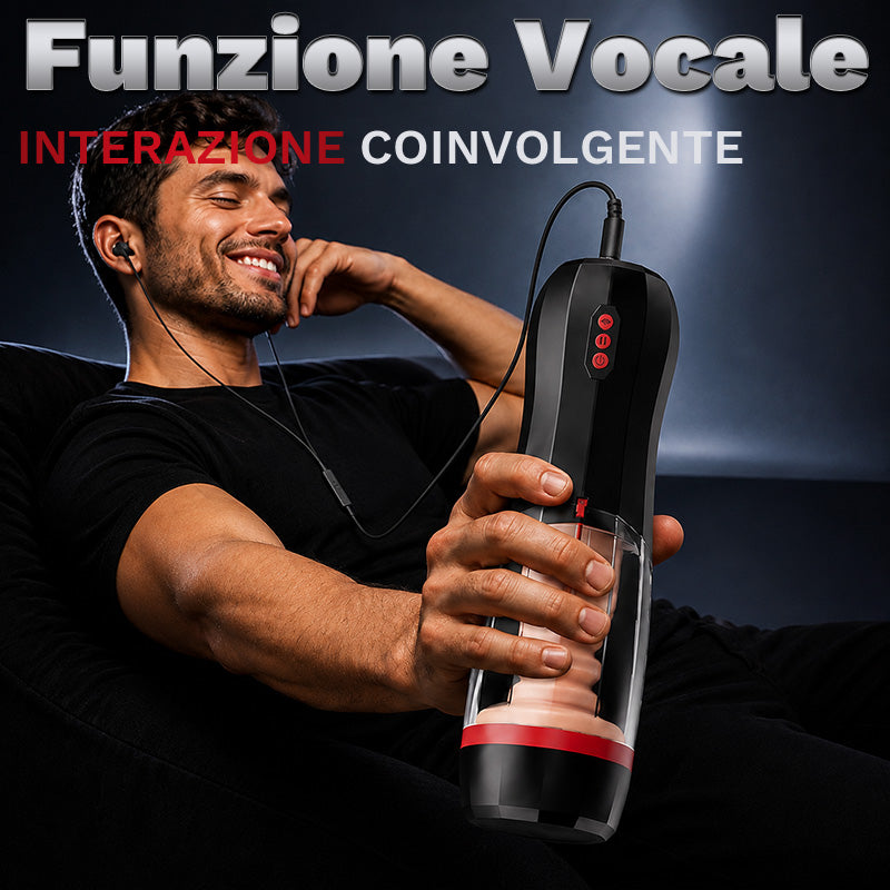 ROKA - Masturbatore maschile con 5 modalità di spinta, 10 vibrazioni, funzione di aspirazione e boost one-touch per una stimolazione progressiva