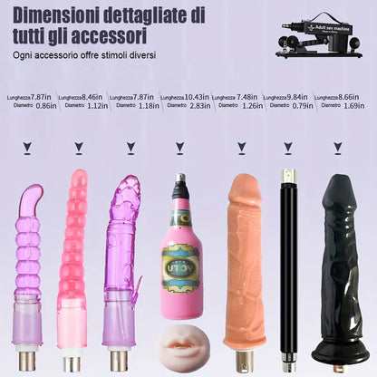 Piacere estremo con la macchina del sesso più apprezzata - 7 accessori, spinta automatica, amore anale