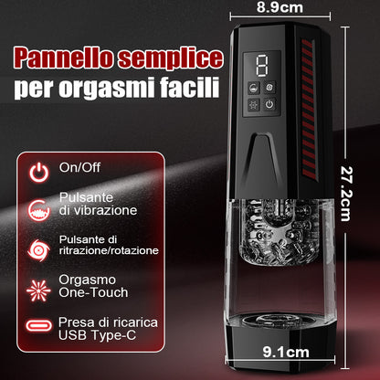 Mars - Dominatore orale 7 vibranti 7 allunganti 7 girevoli Masturbatore a doppio motore 4 in 1