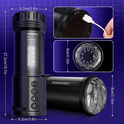 BIONIERE Torcia Elettrica 3 in 1 Masturbatore Cup 10 vibrazione 5 telescopica ＆ aspirazione