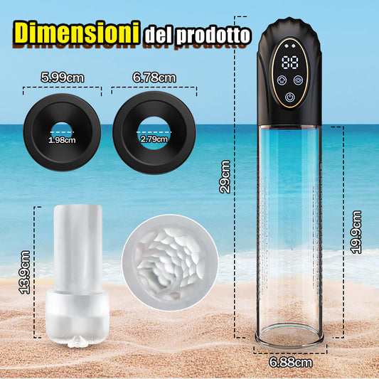 【Pompa Master】Pompa a vuoto impermeabile IPX7, 7 modalità, ricaricabile, con 2 anelli in silicone.