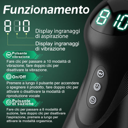 Evolution-8 Succhiare 10 Vibrare One Touch Orgasmo Masturbatore digitale a vuoto