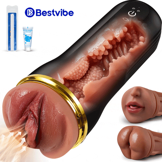 Bestvibe Pro‑ 3 manicotti sostituibili, tre piaceri unici, masturbatore maschile, 5 modalità di suzione & 10 modalità di vibrazione