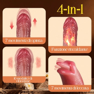 LickMax - Dildo realistico con vibrazione, riscaldamento, leccatura, spinta e dondolo più lungo da 26,5 cm